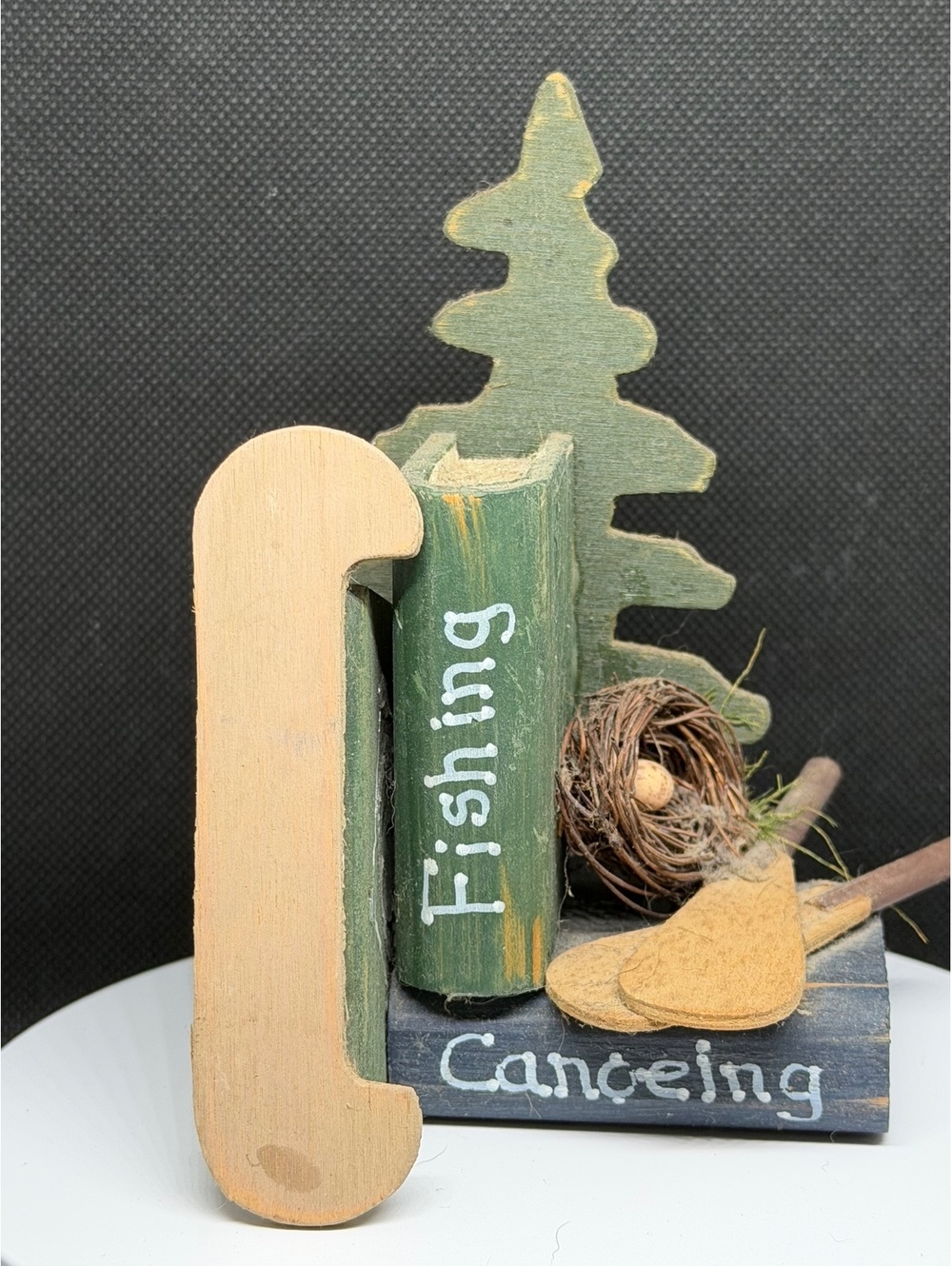 Fishing and canoeing rustic sign